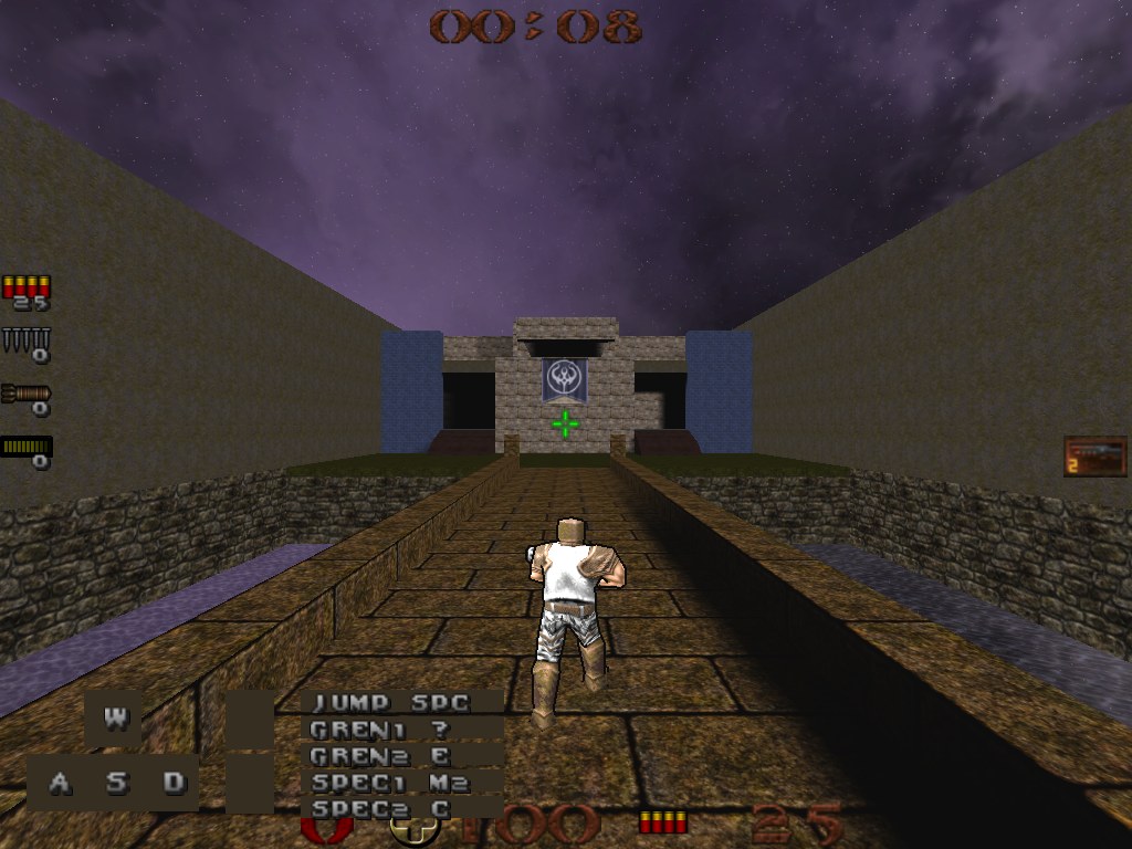 The same red Soldier and frozen gameplay demo using the default QWTF Classic skin